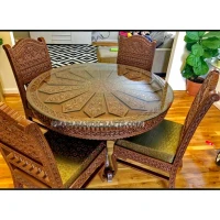 Teak Wood  Flower Shape Dining- 023 - Image 1
