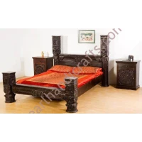 Solid Carved Pillar Bed - Image 2