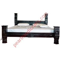 Solid Carved Pillar Bed - Image 4