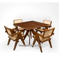 Chandigarh rattan 4 chairs dining table - Image 1