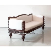 Elegant Fine Carved Teak Couch - Image 9