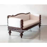 Elegant Fine Carved Teak Couch - Image 5