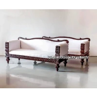 Elegant Fine Carved Teak Couch - Image 1