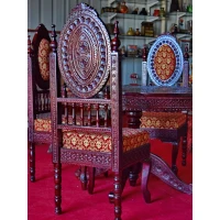 Jaisalmer fine carved dining teak chair - Image 5