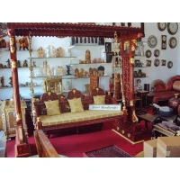 Fine Jaali Pillar Teak Swing | Carved Wooden Swing | Wooden Jhoola - Image 1
