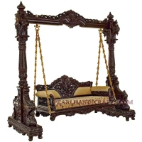 Double peacock chowki base teak Swing 055 - Image 9