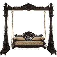 Double peacock chowki base teak Swing 055 - Image 15