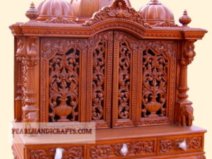 CRTM002- Wooden handicrafts mandir manufacturer in Rajasthan