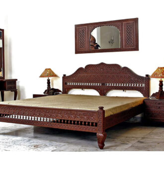 Carved teak bed