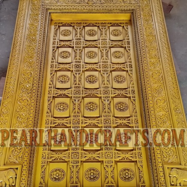 Golden Indian teak wood door