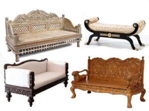 Traditional carved Sofa and benches