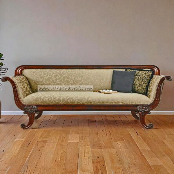 traditional hand crated teak wood couch