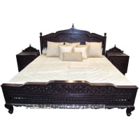 Maharaja Teak Hand Carved Bed - Image 4
