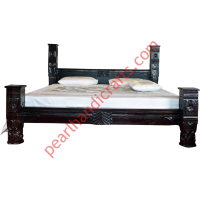 Solid Carved Pillar Bed - Image 4