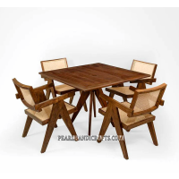 Chandigarh rattan 4 chairs dining table - Image 1