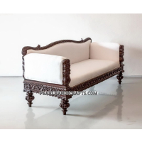 Elegant Fine Carved Teak Couch - Image 9