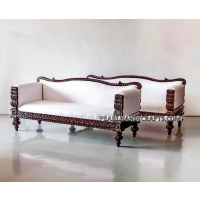 Elegant Fine Carved Teak Couch - Image 1