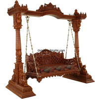 Double Peacock Carved Teak Swing - Image 9