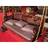 Double Peacock Carved Teak Swing - Image 2