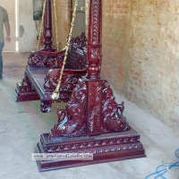 Double Peacock Carved Teak Swing - Image 4
