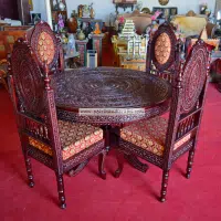 Jaisalmer fine carved dining teak chair - Image 4