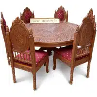 Jaisalmer fine carved dining teak chair - Image 3