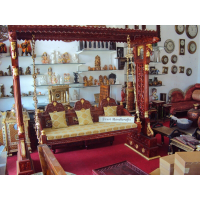 Fine Jaali Pillar Teak Swing | Carved Wooden Swing | Wooden Jhoola - Image 1