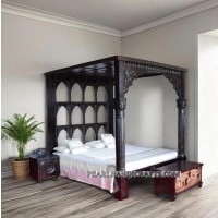 Solid Pillar Bed with canopy - Image 1