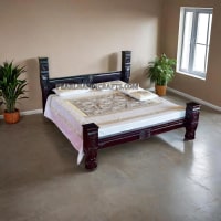 Solid Carved Pillar Bed - Image 1