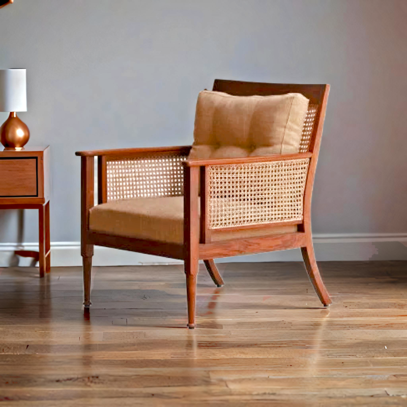 Rattan cane arm chair