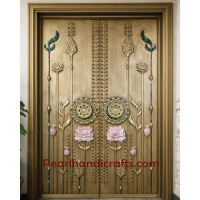 Quartz lotus brass teak door - Image 1