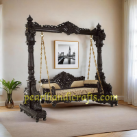 Double peacock chowki base teak Swing 055 - Image 14